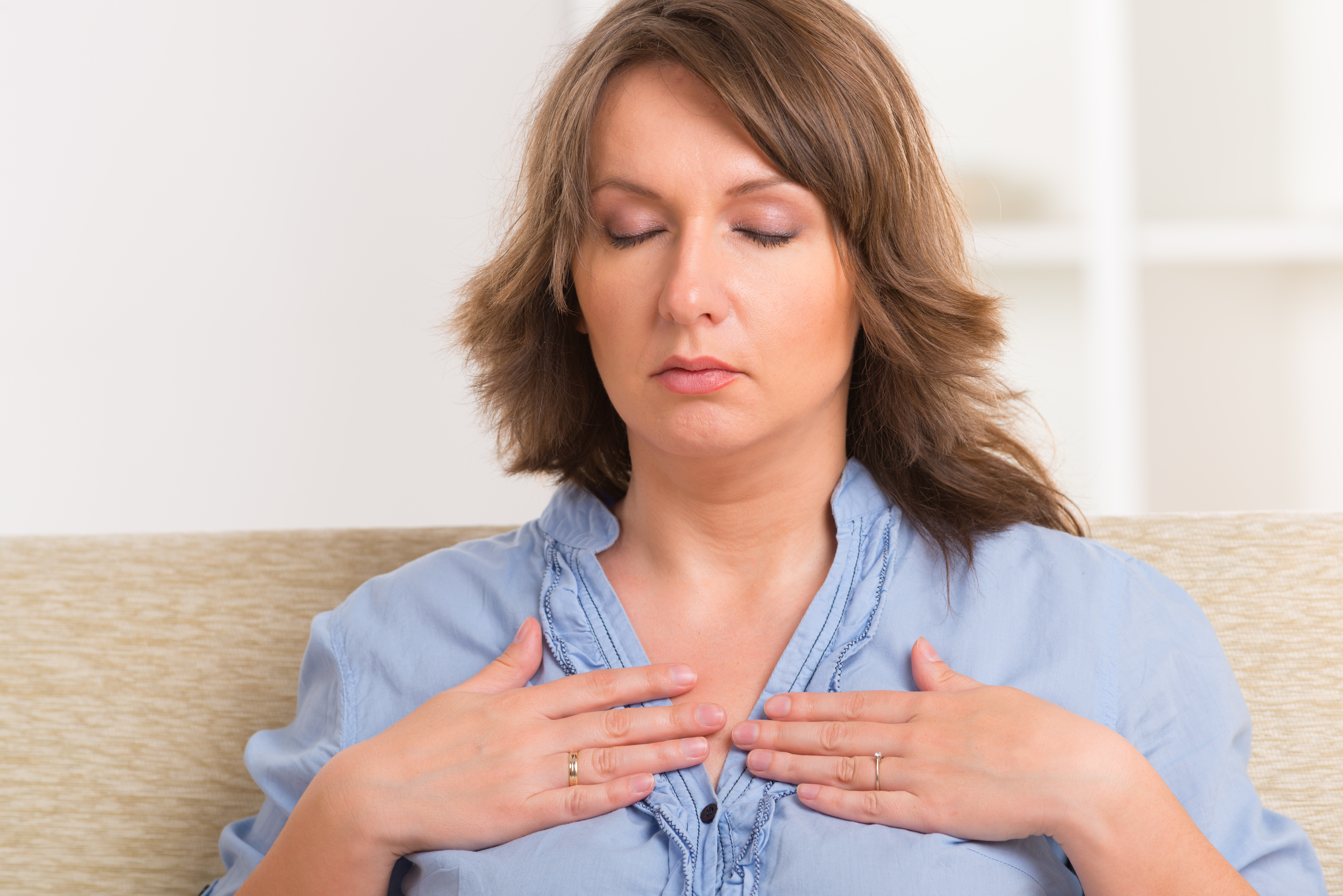 Woman practicing energy medicine